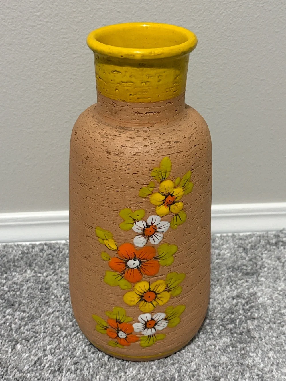 Vintage Rosenthal Netter Vase Made in Italy MCM 1960’s? Orange Yellow Flowers